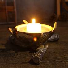 Faux Antler Pillar Candle Holder Stand Art Candlestick Holders, Rustic Antler Candle Holders For Home Decor Xmas Halloween Decorationsch 6x2.5inch - màu nâu - Xem 2