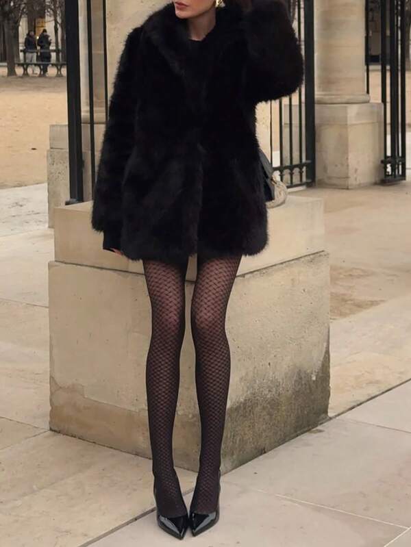 Abrigo de lana elegante y holgado con cuello de solapa, de estilo francés, para otoño/invierno