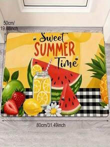 1pc New Welcome Doormat With Watermelon & Beverage Pattern, Suitable For Living Room, Bedroom, Indoor - Machine Washable - Flannel Material, Soft Wrapped, Skin-Friendly, No Pilling, Water-Resistant Easy Care, Odorless - Ideal For Home Decor, Room Decor, Living Room Carpet, Bedroom Carpet, Bathroom Carpet, Kitchen Carpet, Area Rug, Hotel Decor - Area Rug, All Season Use