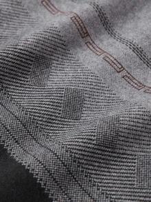 Jersey de cuello redondo grueso para hombre, suéter de punto jacquard de estilo casual de negocios de manga larga, adecuado para usar en capas o como prenda exterior, con estampado de cuadros y rayas, para otoño/invierno