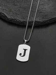 1pc Titanium Steel Letter Pendant Necklace, Minimalist Versatile 26 English Alphabet Small Design Necklace, Accessory, Gift For Christmas, New Year, Valentine's Day - Multicolor - View 29