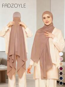 FADZOYLE 1 Stück praktischer einfarbiger Chiffon Hijab & elastische Unterkappe, atmungsaktiver dehnbarer Turban Hut, langer Kopftuchschal, Bandana Hijab, weich und leicht, multifunktional für muslimisches bescheidenes Gebet, täglichen Gebrauch, praktisch und sicher, Zubehör für Frauen, seidig, großzügige Größe für Abendkleider, Party, Reise, Büro, Geschenk, Feiertag, Strandtuch - Verschiedenfarbig - Übersicht 5