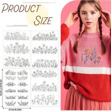 2 feuilles de stabilisateur hydrosoluble pour points de broderie, motifs de broderie stabilisateur hydrosoluble, papier à broder à coller et à coudre, lavable, motifs de fleurs, de fleurs, de marguerites, de papillons, de fleurs, de feuilles, de papillons, de champignons, de livres et de fleurs, idéal pour l'artisanat de couture à la main, fournitures d'artisanat de broderie, broderie lavable