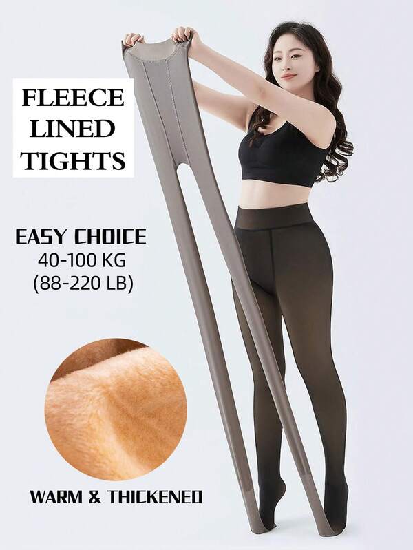 1 Paio di collant opachi foderati termici, collant senza piedi neri per donna, caldi per l'autunno/inverno, adatti per sport e attività all'aperto