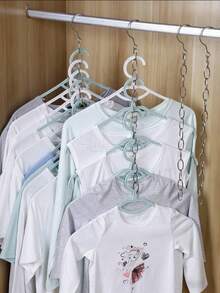 5/10 件，50 厘米/19.69 英寸节省空间的不锈钢链式衣架收纳架，带 14 个插槽，一体式可折叠垂直节省空间衣架，适用于服装店、家庭衣橱、洗衣房