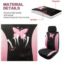 5 Seat Cloth Butterfly Car Seat Covers Full Set Fashion Universal Lady Woman Female Rear Solid Bench Cover - 粉色 - 查看 5