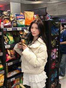 Women's Elegant Thick Loose Collar Padded Jacket, Autumn/Winter - Beige - View 6