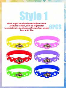 6 pièces/12 pièces Bracelets en silicone Paw Patrol, thème Paw Patrol, décoration de chambre, décoration de maison, décoration murale, décoration scolaire, décoration de dortoir, fournitures de rentrée scolaire