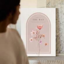 1Pc 2D Flat Printing Pink Flowers, Bible Verses, Religious Art Style Canvas Wall Art For Living Room Wall Decor For Bedroom Bathroom Framed Wall Poster Art Prints Ready To Hang Pictures Home Decorations - 彩色 - 查看 5