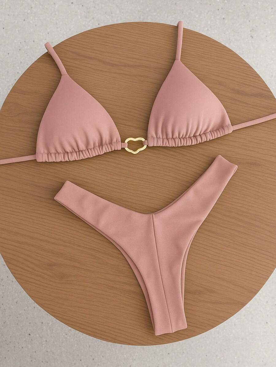 Simple Elegant Backless/Backless Tie Back Holiday Beach - Rosa Pálido - Ver 1