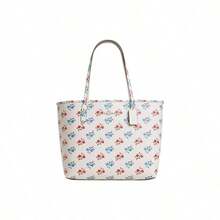 Coach Borsa shopping COACH City 33 con stampa floreale, elegante motivo a grana di pelle, grande, da donna, colore bianco e multicolore CT832