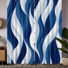 2pcs Abstract Striped Pattern Curtains, Decorative Curtains For Bedroom, Living Room, Home Decor - Blue - View 12