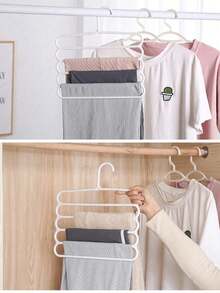 5/10 pezzi Rastrelliera portapantaloni multi-strato per uso domestico, appendiabiti a 5 ripiani, design antiscivolo per sciarpe e cravatte, organizer multifunzionale per vestiti, decorazione per armadio