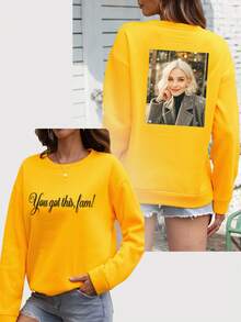 Customize Sweatshirt , Personalize Your Fall Look: Upload Your Text, Initials, Or Slogan. Cute Crew-Neck Pullover For Everyday Wear,Flocking Printing, Sports, And Outdoor ,Fall Clothes For Women,Winter Clothes For Women, Halloween Clothes Women.