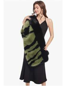 1  Animal    Casual    Fabric    Women Animal Print Faux Fur Scarf Wrap  Winter  Scarf Wrap Luxury Fur Collar Warmer Stoles Cloak   Evening Cape For Wedding Bridal - Đen Xanh - Xem 5