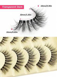 5 Pairs Rikuaild Fluffy False Eyelashes, Transparent Band, Natural & Soft, Criss-Cross Thin Cat Eye Lashes, Faux Mink Full Strip Lashes - Lông mi  mắt mèo - Xem 3