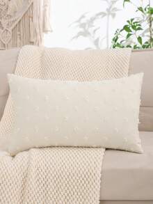 Linen Jacquard Throw Pillow Cover, Solid Color For Living Room And Bedroom Decor - Beige - View 9
