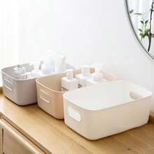 1 pieza Caja de almacenamiento de gran capacidad minimalista, organizador de uso múltiple para el hogar, canasta para la cocina, el baño, el dormitorio, el armario - Blanco - Ver 3