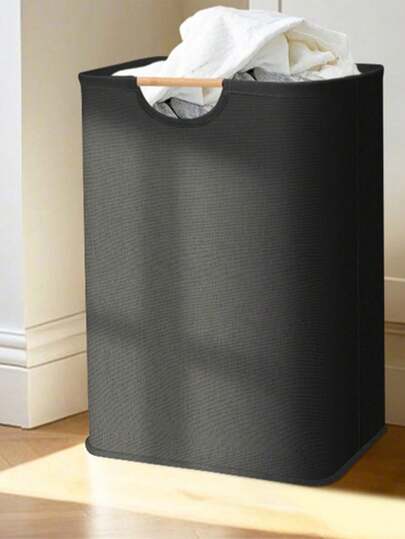 1 pieza Cesto de ropa de unicolor, cesto de ropa plegable de mano negro para el hogar para vestidos, pantalones, zapatos, jeans, botas, faldas, cesto de ropa, cesta de lavandería, organizador de baño, cesta, cesta de almacenamiento, cesta de lavandería plegable, cesta de almacenamiento de muñecas