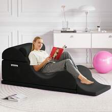 Advwin Convertible Yoga Chair For Adults, Ergonomic Foam Lounge With Lumbar Pillow, Washable Cover, Side Pocket, No Assembly Needed – Great For Exercise, Stretching & Relaxation - 黑色 - 查看 7