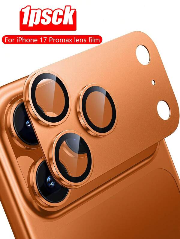 1 paquete Compatible con Iphone 17 Pro Max/17Pro Protector de lente de cámara, [Grado militar a prueba de roturas] [Adhesión fuerte] Aleación de aluminio metálico Protector de pantalla de vidrio templado para cámara, Titanio naranja