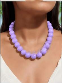 Conjunto de colar e brincos de contas de cor dopamina, 1 peça, moderno, exagerado e chamativo, de alta qualidade, adequado para uso diário feminino, banquetes e festas