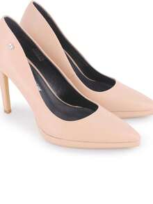 Blogger Scarpe con tacco alto in pelle sintetica beige con punta affusolata, modello SIGRID 01. Consegna entro 24/72 ore in Spagna (penisola). - Beige - Visualizzare 4