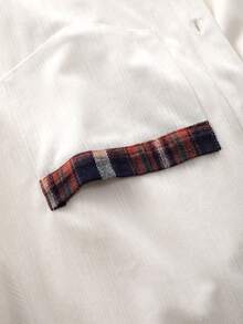 Camisa esportiva casual masculina, xadrez, manga longa, abotoamento simples, estilo maduro, ideal para passeios, viagens, escritório e uso diário. Composição: 100% poliéster. Lavável à mão e à máquina. Perfeita para o Natal.