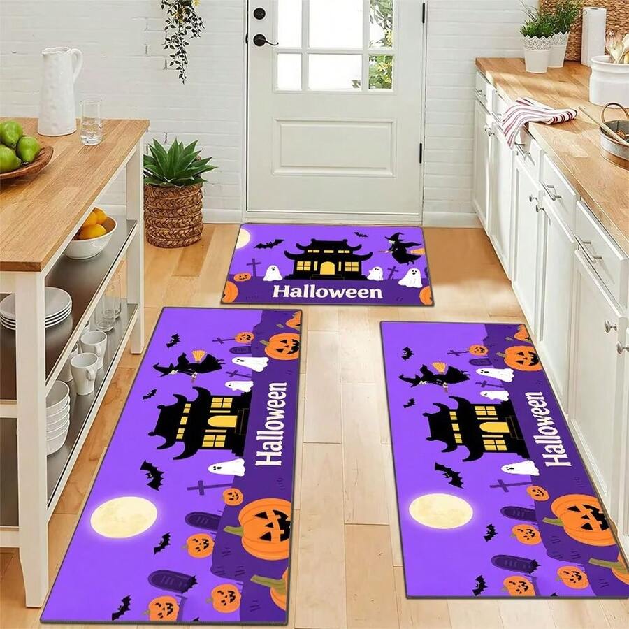 1 Piece, Halloween Style Witch Pumpkin Entrance Rug, Long Carpet, Can Be Used As A Bedside Rug In The House, Perfect For Entrance, Laundry, Bedroom, Kitchen, Kitchen And Hardwood Floor Mats To Improve Home Decor.
