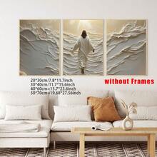 3件/套抽象耶稣宗教艺术油画、帆布海报和印刷品非常适合客厅、卧室、浴室、办公室、咖啡厅、健身房和假日家居的现代墙面装饰。它们也是走廊装饰的理想选择，也是馈赠亲朋好友的理想礼物，无画框 - 彩色 - 查看 13