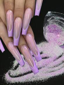 6 盒/套闪光糖闪粉套装，6 件彩色糖果涂层效果彩虹指甲浸粉颜料，适用于 DIY 美甲装饰，女士闪粉美甲用品 - 彩色 - 查看 1