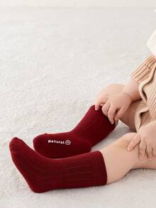 5 par bezszwowych skarpetek w jednolitym kolorze dla maluchów, uniwersalne skarpetki dla rodziców i dzieci, jesień/zima - Wielokolorowe - Zobacz 4