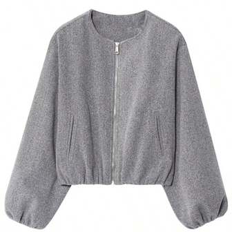 ZEVITY 新款女式前拉链飞行员夹克简约柔软短款飞行夹克 2025 秋冬女士圆领长袖休闲外套开衫外套