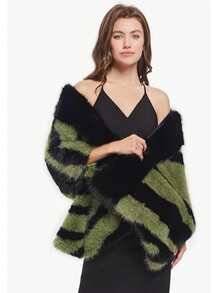 1  Animal    Casual    Fabric    Women Animal Print Faux Fur Scarf Wrap  Winter  Scarf Wrap Luxury Fur Collar Warmer Stoles Cloak   Evening Cape For Wedding Bridal - Đen Xanh - Xem 1