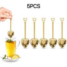 5pcs Long Handle Heart-Shaped Tea Infuser, Stainless Steel Tea Filter Rod, Home & Office Tea Set, Tea Filter Net, Stainless Steel Heart-Shaped Tea Filter, Slouchy Filter Net, Creative Tea Set Rod, Tea Infuser Net - Long-handled Heart-shaped Tea Strainer - View 11