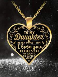 suteyi To My Daughter: Never Forget I Love You Heart Pendant Necklace, Christmas/Birthday Gift - Multicolor - View 4