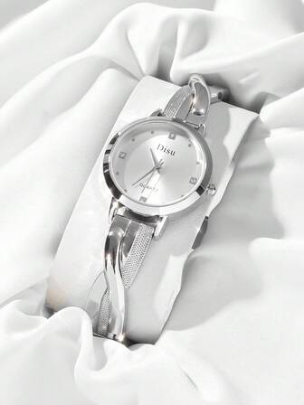 GUANQIN 1 pieza Reloj de cuarzo clásico de acero inoxidable para mujer, versátil para uso diario, con diamante