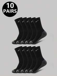 5 Pairs/10 Pairs/20 Pairs Of Men's Casual Socks, Medium Length Socks, White Socks, Winter Socks, Black Socks,Sports, Two Styles To Choose From (Thin/Thick)