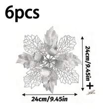 12 件/6 件/1 件人造一品红夹子，可爱的人造一品红花朵，用于圣诞树装饰，可重复使用的闪光一品红花朵，DIY 花环，家居装饰，婚礼派对，节日派对装饰，圣诞节/节日/季节性/婚礼圣诞树饰品，闪亮的冬季灌木装饰，适用于圣诞节、新年、婚礼、花环、楼梯、窗户、壁炉、圣诞树
