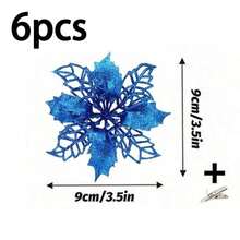 12 件/6 件/1 套人造圣诞花（带夹子）、可爱的人造一品红圣诞树装饰、可重复使用的闪光人造圣诞花（用于 DIY 花环、家居装饰、婚礼派对、节日派对装饰、圣诞节/节日/季节性/婚礼圣诞树饰品、闪亮的冬季灌木装饰）、适用于圣诞节、新年、婚礼、花环、楼梯、窗户、壁炉、圣诞树 - 藍色 - 查看 12