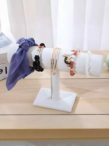 1pc Bracelet Display Stand/Velvet Watch Display Stand/Jewelry Storage Rack/Necklace Bracelet Pendant Organizer/Fashionable Women's Desktop Storage/Valentine's Day Gift - Multicolor - View 12