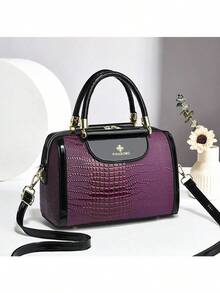 Boston Style Tote Bag, High-End Fashion Handbag With Large Capacity, Versatile Shoulder Bag, Stylish And Simple For Women, Best Mother Day Gifts Ever - Purple - View 4