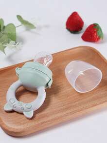 KUNT 1pc Baby Silicone Piglet Shaped Fruit & Vegetable Teether, Suitable For Daily Feeding - Green - View 10
