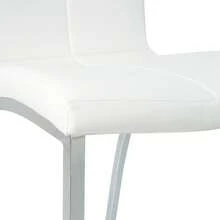 Set Of 4 Dining Chairs, Modern Kitchen Chairs With PU Leather Soft Padding And Silver-Plated Metal Legs, For Dining Rooms And Kitchens, White And Silver. - 白色+銀色 - 查看 11