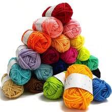 12/24/38支装涤纶纱线，针织纱线，钩编及DIY手工纱线，随机混色 - 高品质耐用斜纹布 - 黑色、白色、红色、粉色、橙色等 - 手工爱好者的理想之选，10克/1支 - 彩色 - 查看 11