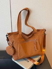 Túi Tote Unisex Dung Tích Lớn Có Ví Đựng Tiền Xu 1 Chiếc Phong Cách Hàn Quốc Mới Phong Cách Đại Học Học Sinh Trung Học Cơ Sở Túi Đeo Chéo Túi Đeo Vai Túi Vải Túi Đeo Chéo, Túi Nữ Có Túi 10 Xu, Túi Đi Học Đi Mua Sắm, Kỳ Nghỉ, Túi Tote Thời Trang Có Khóa Kéo, Túi Tote Đi Học Lớn, Nhiều Ngăn, Hoàn Hảo Cho Bãi Biển, Trường Học, Công Sở & Sử Dụng Hàng Ngày - trái cam - Xem 10