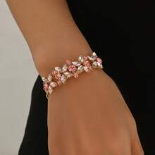 Fashionable Luxurious Rhinestone Encrusted Bangle Bracelet For Women - Pink - View 7