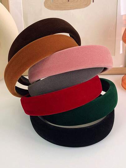 1 قطعة شريط رأس مخملي أحادي اللون لعيد الميلاد للنساء، شريط رأس كوري عتيق أنيق بتاج عالي متعدد الاستخدامات، مناسب للاستخدام اليومي، شريط شعر