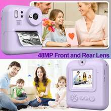 Kids Instant Print Camera Set, Front & Rear Selfie Camera, Supports 1080P Video, Suitable For 3-12 Years Old As Christmas, Birthday And New Year Gift, Portable Travel Print Digital Camera Toy For 6-12 Years Old