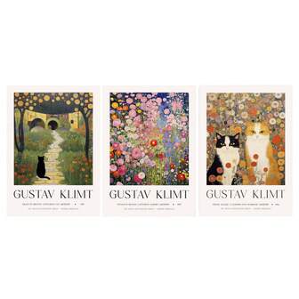 3pcs Unframed Gustav Klimt Print Painting Creative Canvas Poster Waterproof Canvas Wall Art Artwork Wall Painting For Gift Bedroom Office Living Room Cafe Bar Wall Decor Home And Dormitory Decoration